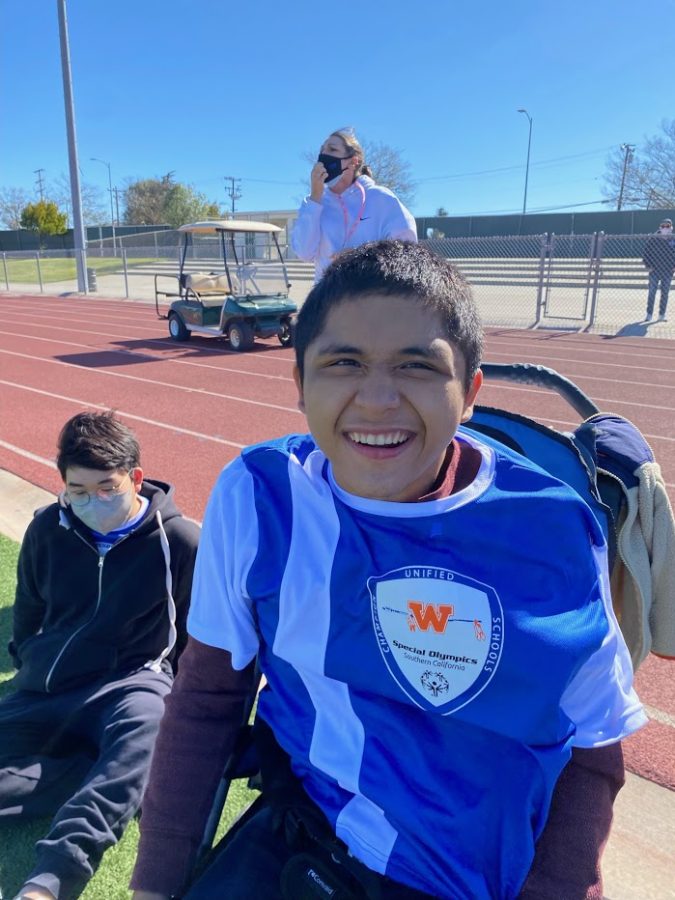 AVID ATHLETE: Garcia, pictured in his sports jersey, enjoyed being a member of Unified Sports and would play with his partner Presley Davis.