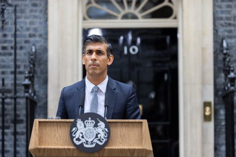 INTRODUCTION TO OFFICE: Rishi Sunak prepares to give his introductory speech on Downing Street as Prime Minister on October 25.