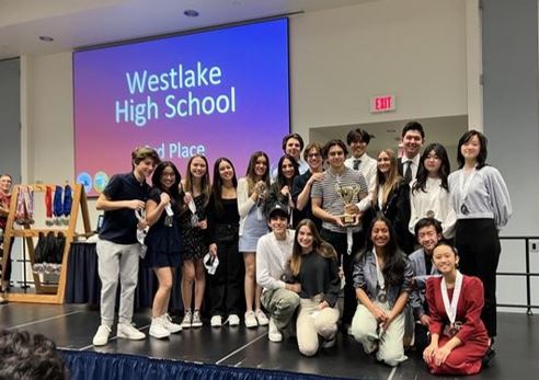 GUILTY AS CHARGED: The WHS mock trial team accepts the third place award at the 2023 Ventura County Mock Trial Competition award ceremony after seven rounds of competition. 
