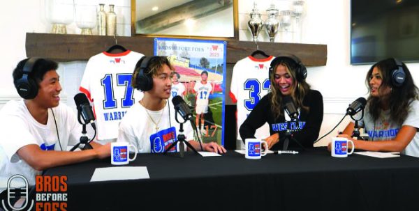  PASSIONATE PODCASTERS: Brothers Jace Adeva ‘24 and Jax Adeva ‘25 host the podcast Bros Before Foes to highlight WHS student athletes.