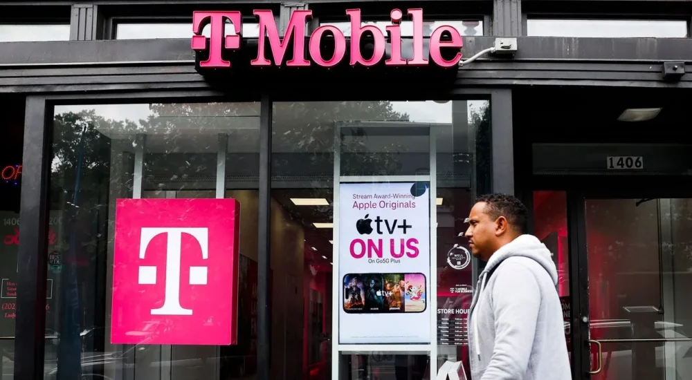 A T-Mobile store sign outside a retail location in Washington